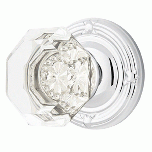 EMTEK Emtek Crystal Old Town Clear Door Knob Set With Ribbon & Reed Rosette (Several Finish Options)