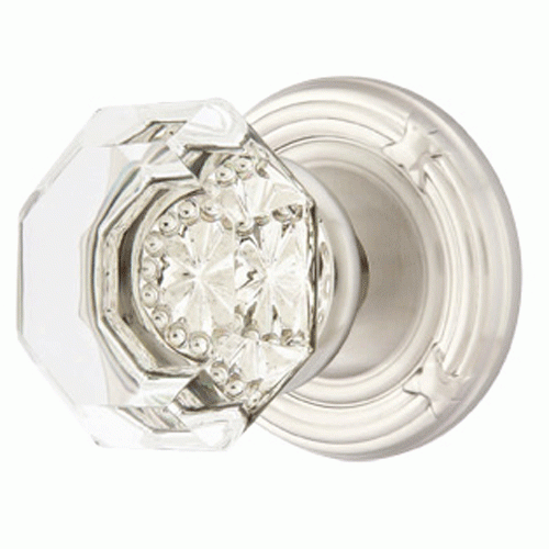 EMTEK Emtek Crystal Old Town Clear Door Knob Set With Ribbon & Reed Rosette (Several Finish Options)