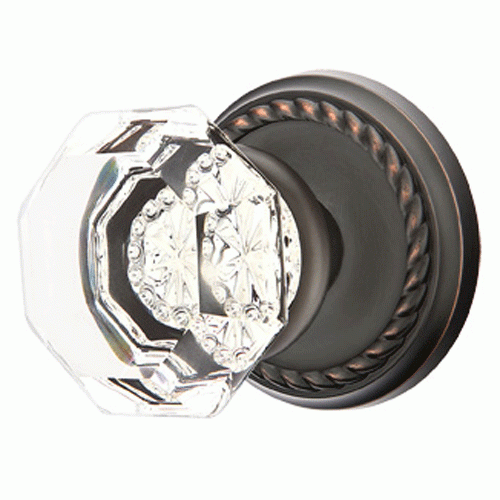 EMTEK Emtek Crystal Old Town Door Knob Set with Rope Rosette