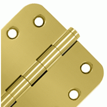 DELTANA 4 Inch X 4 Inch Solid Brass Hinge (5/8 Radius Corner, PVD Polished Brass Finish)