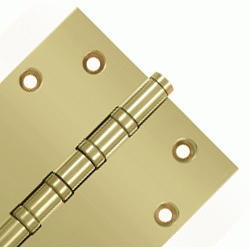 DELTANA 4 1/2 Inch X 4 1/2 Inch Solid Brass Four Ball Bearing Square Hinge (PVD Polished Brass Finish)