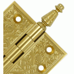 DELTANA 3 1/2 X 3 1/2 Inch Solid Brass Ornate Finial Style Hinge (PVD Finish)