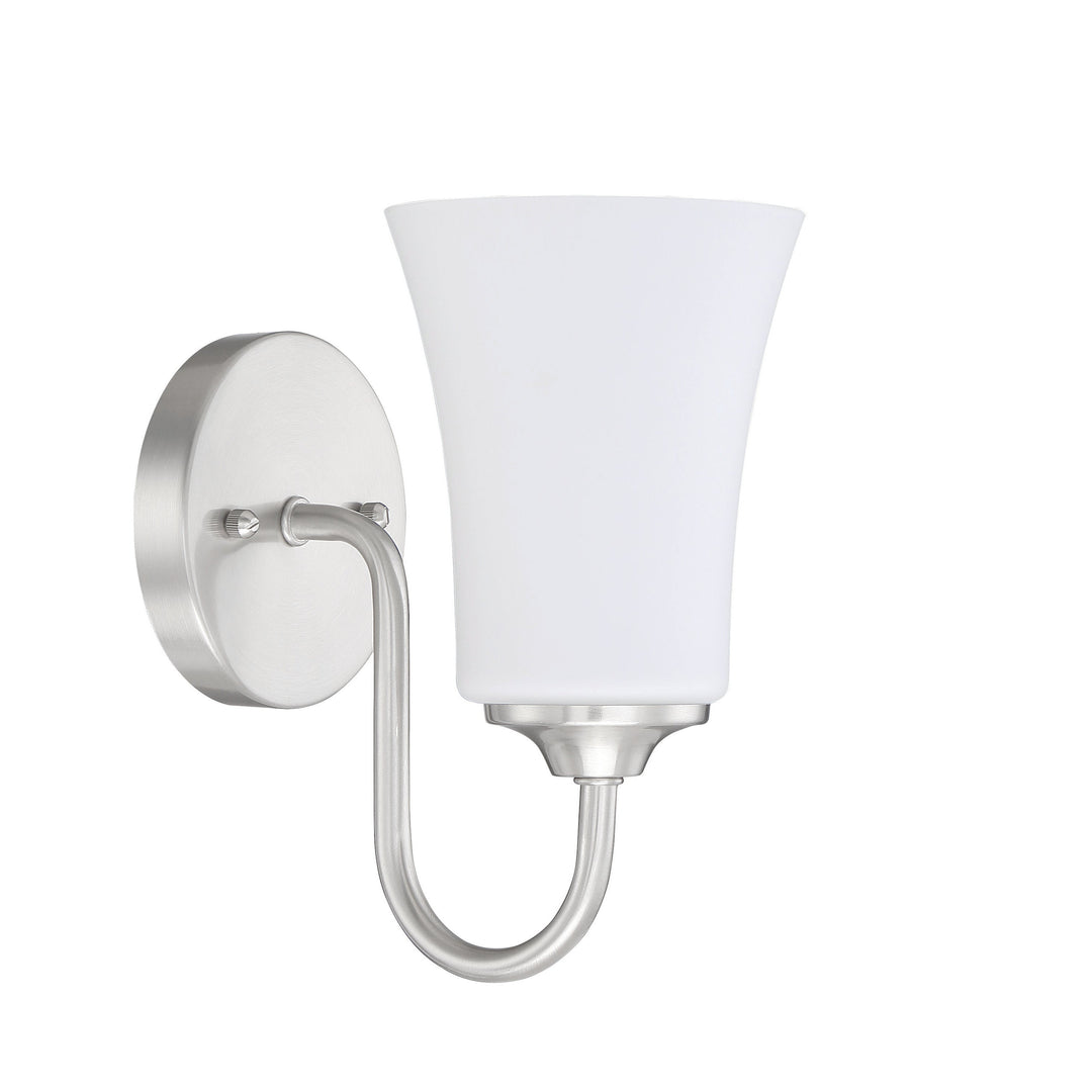 CRAFTMADE Gwyneth 1 Light Wall Sconce in Brushed Polished Nickel (White Glass)