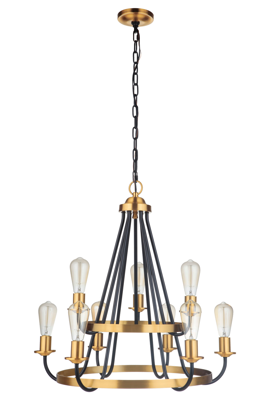 CRAFTMADE Randolph 9 Light Chandelier in Flat Black/Satin Brass