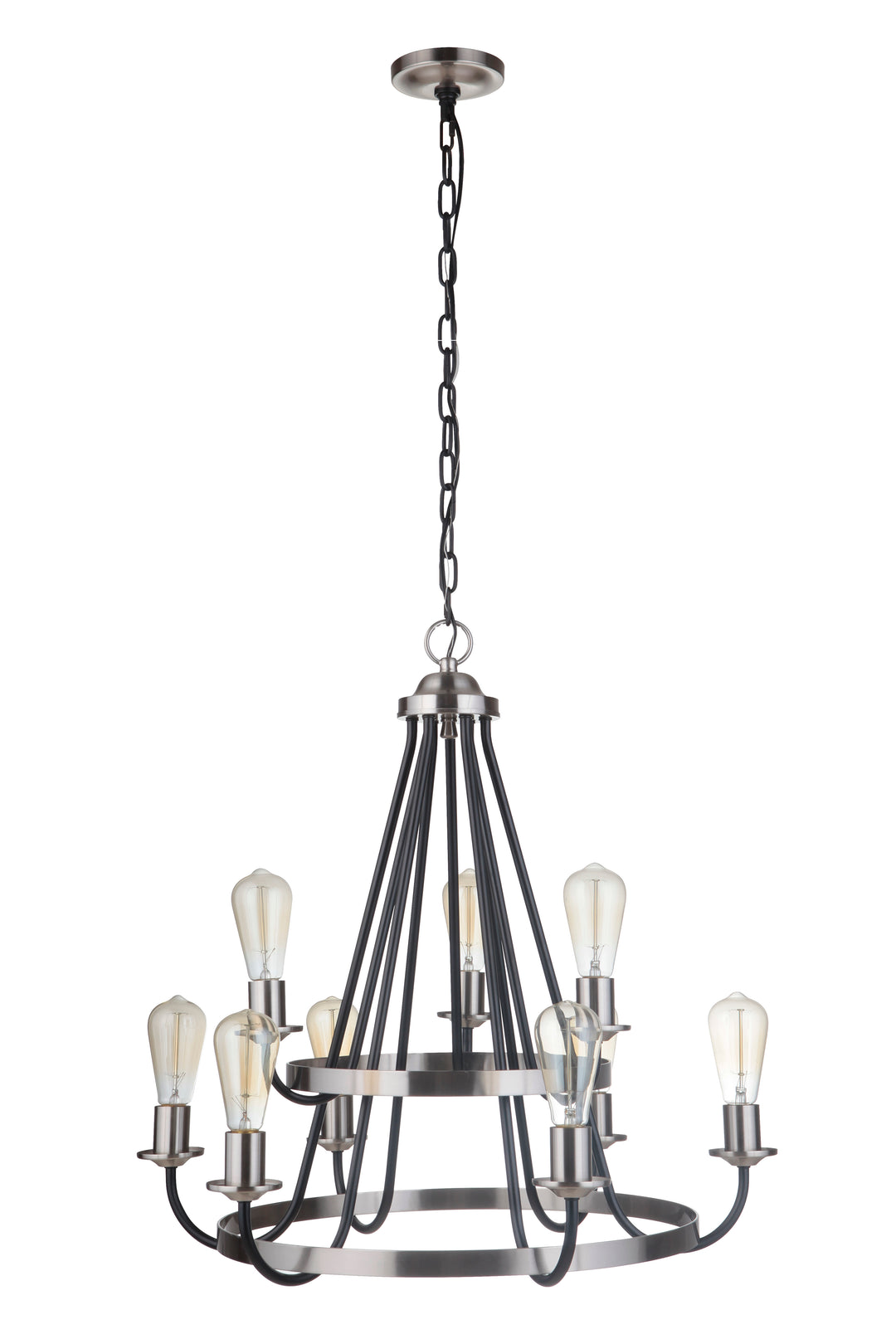 CRAFTMADE Randolph 9 Light Chandelier in Flat Black/Brushed Polished Nickel