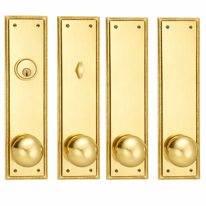 Georgian Roped Rectangular Double Door Deadbolt Entryway Set (Several Finishes Available)