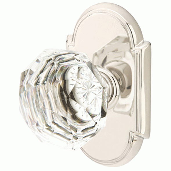 EMTEK Diamond Crystal Door Knob Set With # 8 Rosette