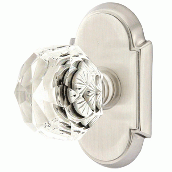 EMTEK Diamond Crystal Door Knob Set With # 8 Rosette