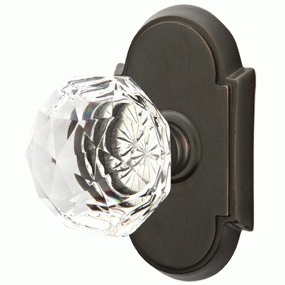 EMTEK Diamond Crystal Door Knob Set With # 8 Rosette