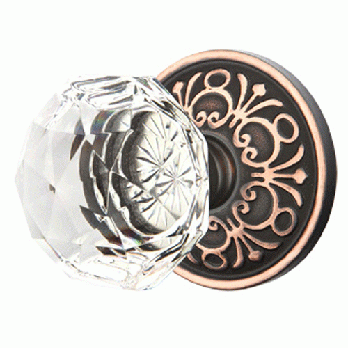 EMTEK Emtek Diamond Crystal Door Knob Set With Lancaster Rosette (Several Finish Options)