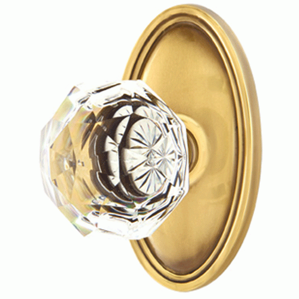 EMTEK Diamond Crystal Door Knob Set With Oval Rosette