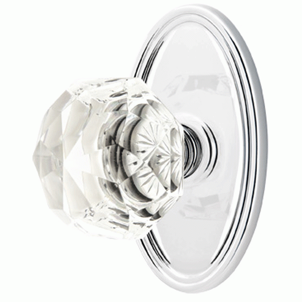 EMTEK Diamond Crystal Door Knob Set With Oval Rosette