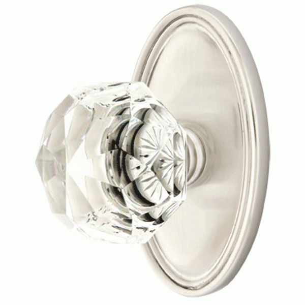 EMTEK Diamond Crystal Door Knob Set With Oval Rosette