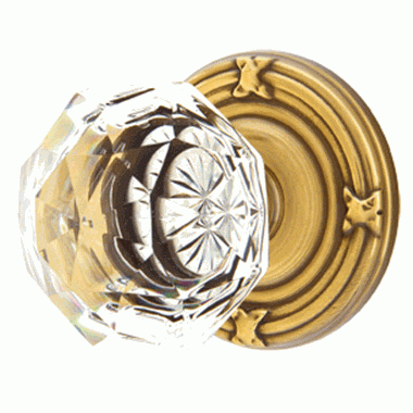 EMTEK Diamond Crystal Door Knob Set With Ribbon & Reed Rosette