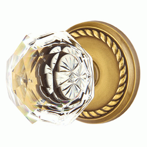 EMTEK Emtek Diamond Crystal Door Knob Set With Rope Rosette