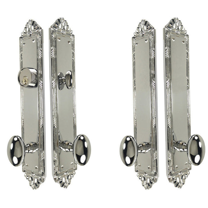 COPPER MOUNTAIN HARDWARE Ribbon & Reed Oval Deadbolt Entryway Set (Polished Chrome Finish)