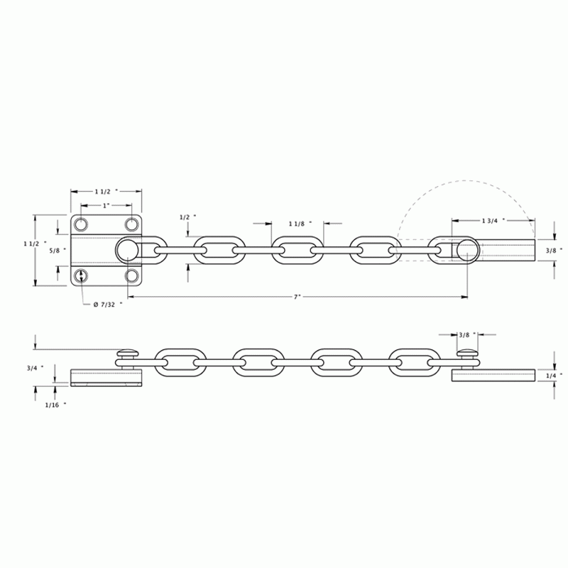 DELTANA Door Guards, Security, Solid Brass Door Guard, Chain / Doorbolt (Brushed Chrome Finish)