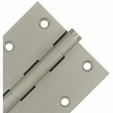 3 1/2 X 3 1/2 Inch Solid Brass Hinge Interchangeable Finials (Square Corner, Brushed Nickel Finish) DELTANA