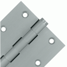 3 1/2 X 3 1/2 Inch Solid Brass Hinge Interchangeable Finials (Square Corner, Brushed Chrome Finish) DELTANA