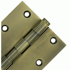 3 1/2 X 3 1/2 Inch Solid Brass Hinge Interchangeable Finials (Square Corner, Antique Brass Finish) DELTANA