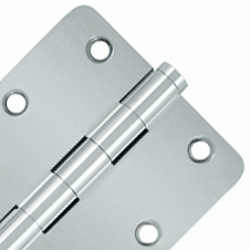 DELTANA Pair 3 1/2 Inch X 3 1/2 Inch Solid Brass Hinge Interchangeable Finials (1/4 Radius Corner, Chrome Finish)