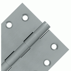 Pair 4 Inch X 4 Inch Solid Brass Hinge Interchangeable Finials (Square Corner, Brushed Chrome Finish) DELTANA