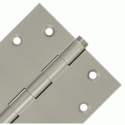 DELTANA 4 1/2 Inch X 4 1/2 Inch Solid Brass Square Hinge Interchangeable Finials (Brushed Nickel Finish)