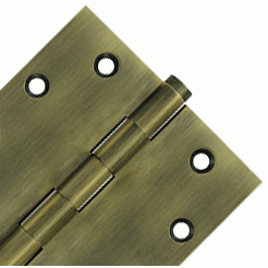 DELTANA 4 1/2 Inch X 4 1/2 Inch Solid Brass Square Hinge Interchangeable Finials (Antique Brass Finish)