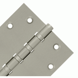 DELTANA 4 1/2 Inch X 4 1/2 Inch Solid Brass Four Ball Bearing Square Hinge (Brushed Nickel Finish)