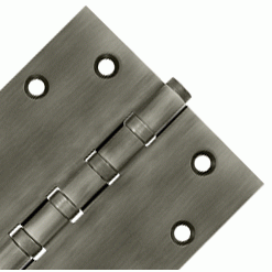 DELTANA 4 1/2 Inch X 4 1/2 Inch Solid Brass Four Ball Bearing Square Hinge (Antique Nickel Finish)