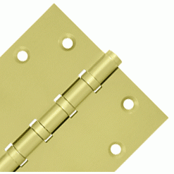 DELTANA 4 1/2 Inch X 4 1/2 Inch Solid Brass Four Ball Bearing Square Hinge (Brushed Brass Finish)