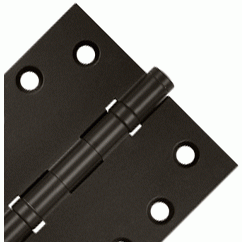 Pair 4 Inch X 4 Inch Double Ball Bearing Hinge Interchangeable Finials (Square Corner, Oil Rubbed Bronze Finish) DELTANA