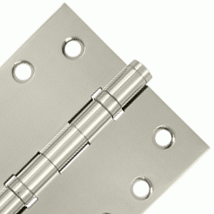 Pair 4 Inch X 4 Inch Double Ball Bearing Hinge Interchangeable Finials (Square Corner, Polished Nickel Finish) DELTANA