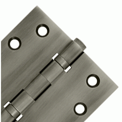 Pair 4 Inch X 4 Inch Double Ball Bearing Hinge Interchangeable Finials (Square Corner, Antique Nickel Finish) DELTANA