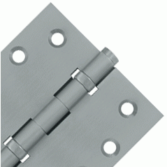 Pair 4 Inch X 4 Inch Double Ball Bearing Hinge Interchangeable Finials (Square Corner, Brushed Chrome Finish) DELTANA