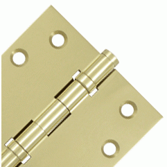 Pair 4 Inch X 4 Inch Double Ball Bearing Hinge Interchangeable Finials (Square Corner, Unlacquered Brass Finish) DELTANA