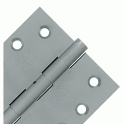 Pair 4 Inch X 4 Inch Non-Removable Pin Hinge Interchangeable Finials (Square Corner, Brushed Chrome Finish) DELTANA