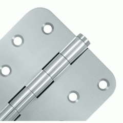 DELTANA 4 Inch X 4 Inch Solid Brass Zig-Zag Hinge (5/8 Radius Corner, Chrome Finish)