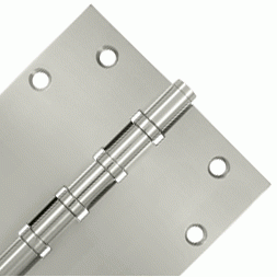 DELTANA 5 Inch X 5 Inch Solid Brass Four Ball Bearing Square Hinge (Polished Nickel Finish)