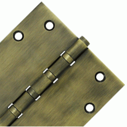 5 Inch X 5 Inch Solid Brass Four Ball Bearing Square Hinge (Antique Brass Finish) DELTANA