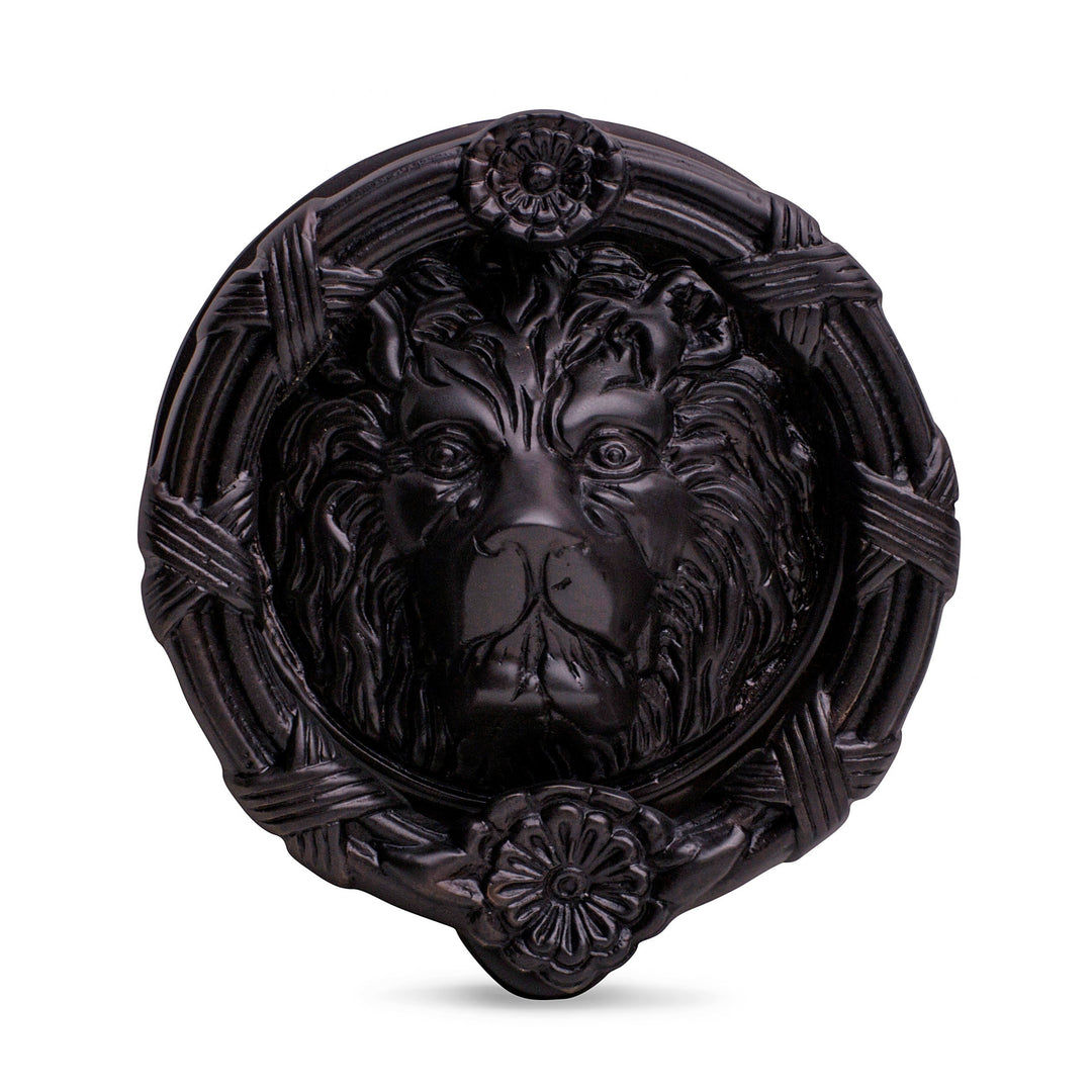 COPPER MOUNTAIN HARDWARE Ribbon & Reed 5 1/4 Inch Lion Head Door Knocker in Solid Brass (Oil Rubbed Bronze)