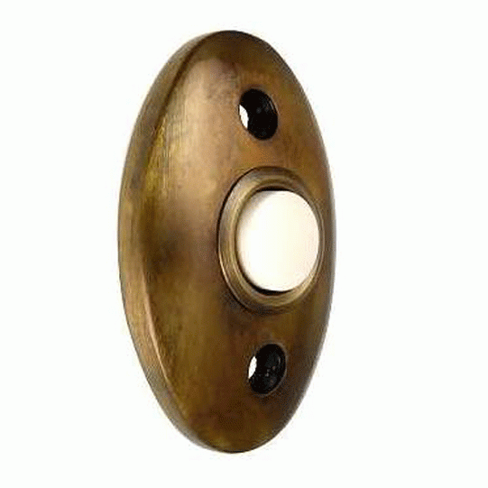 DELTANA 2 3/8 Inch Solid Brass Door Bell Button (Antique Brass Finish)