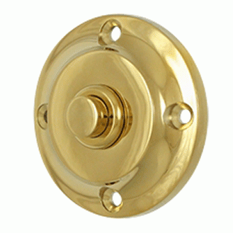 DELTANA 2 1/3 Inch Contemporary Push Button Door Bell (Polished Brass Finish)