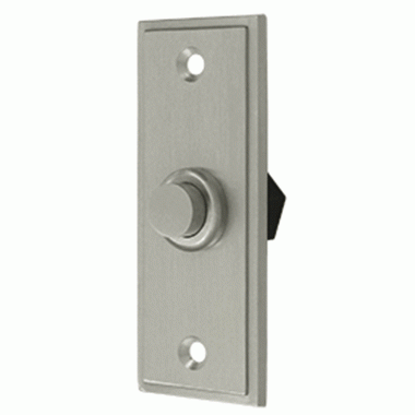 DELTANA Bell Buttons, Solid Brass Bell Button, Rectangular Contemporary (Brushed Nickel Finish)