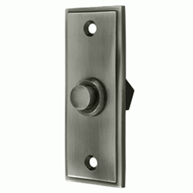 DELTANA Bell Buttons, Solid Brass Bell Button, Rectangular Contemporary  (Antique Nickel Finish)