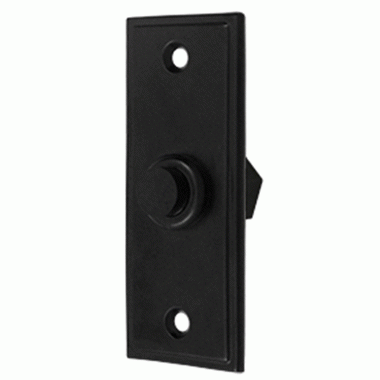 DELTANA Bell Buttons, Solid Brass Bell Button, Rectangular Contemporary (Flat Black Finish)