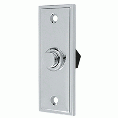 DELTANA Bell Buttons, Solid Brass Bell Button, Rectangular Contemporary (Polished Chrome Finish)