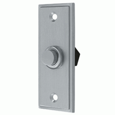 DELTANA Bell Buttons, Solid Brass Bell Button, Rectangular Contemporary (Brushed Chrome Finish)