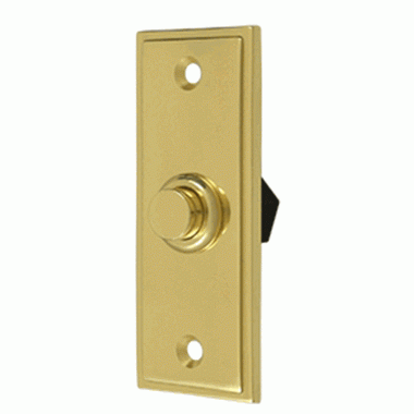 DELTANA Bell Buttons, Solid Brass Bell Button, Rectangular Contemporary (Polished Brass Finish)