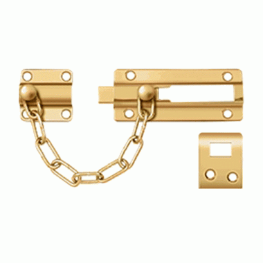 DELTANA Door Guards, Security, Solid Brass Door Guard, Chain / Doorbolt  (Lifetime Polished Brass Finish)